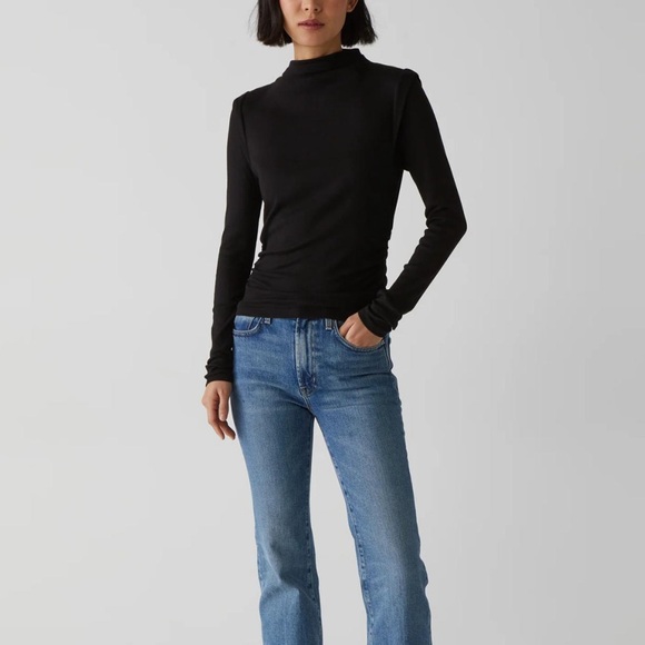 Michael Stars Denise Ribbed Mock Neck Long Sleeve Top - Picture 8 of 9